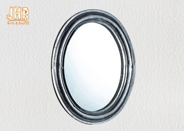 Espejo enmarcado industrial oval de la pared del vidrio de mosaico de la plata de los muebles de la fibra de vidrio del estilo