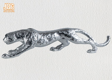 La plata casera de la decoración hojeó la escultura animal del leopardo de la fibra de vidrio de las estatuillas de Polyresin