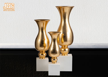 Forma decorativa de la trompeta de los plantadores de la fibra de vidrio brillante del oro