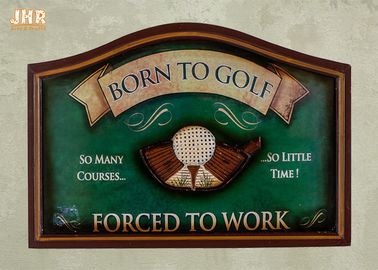 La pared de madera de la antigüedad de la decoración de la pared de Golf Club firma color verde del golf de las placas decorativas de la pared