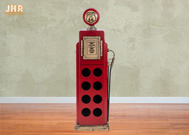 Color rojo del vino del estante de almacenamiento de los gabinetes del MDF del piso del vino de la botella decorativa de madera antigua del estante 8