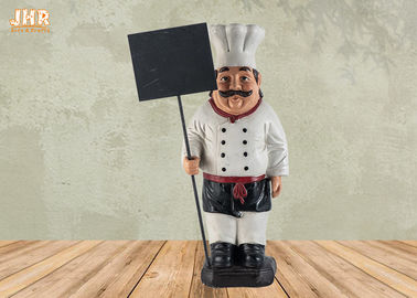 Escultura de madera del cocinero de la resina de la pizarra de la estatua del cocinero de Polyresin de la estatuilla tablero del cocinero