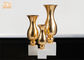 Forma decorativa de la trompeta de los plantadores de la fibra de vidrio brillante del oro