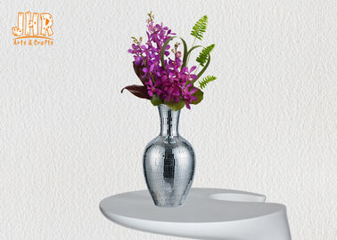 Los floreros del vidrio de mosaico de la plata del florero de la tabla de la fibra de vidrio para las flores artificiales se dirigen decoraciones