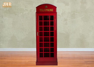 Gabinetes de almacenamiento decorativos del color rojo del tenedor del vino del MDF del gabinete del acento de la exhibición de la cabina de teléfono
