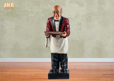 Estatua gorda los 90cm de la escultura de Butler de la resina de la decoración de la cocina del cocinero de la estatua polivinílica roja de Butler