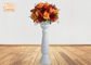 Floreros blancos brillantes del piso de las macetas de la fibra de vidrio de 3 pedazos con el pedestal